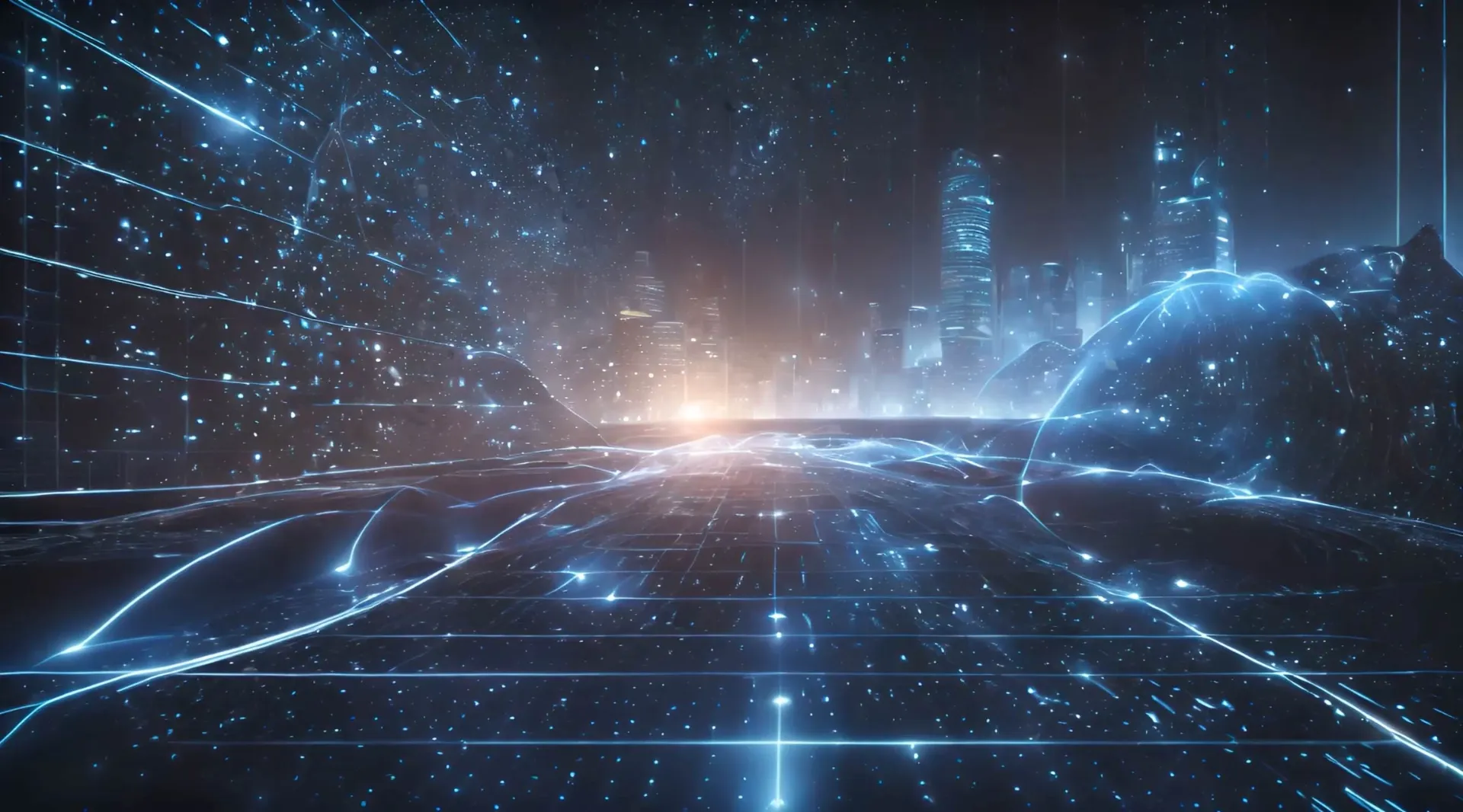 Neon Grid Horizon Sci-Fi Motion Video